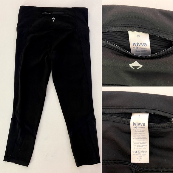 Black mesh ivivva leggings by lululemon size 10 - Picture 2 of 2